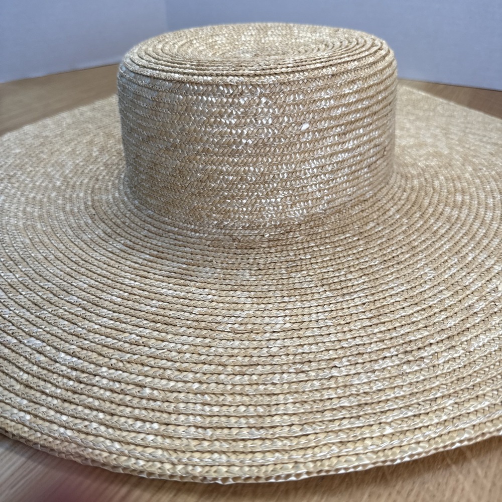 Lack of Color Spencer Straw Boater Hat Size Lg 59cm Wide Tan Beachy Oversized - Picture 2 of 9